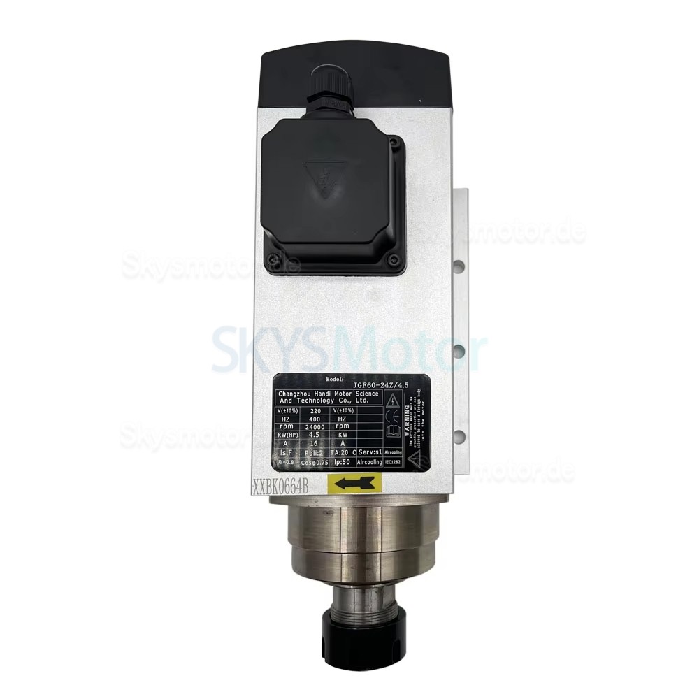 4,5kW 220V/380V luftgek&uuml;hlter Spindelmotor Satz JGF-60-24Z/4.5 + H100-5.5S2/T4 mit Frequenzumrichtern und 13 ER32-Spannzangen